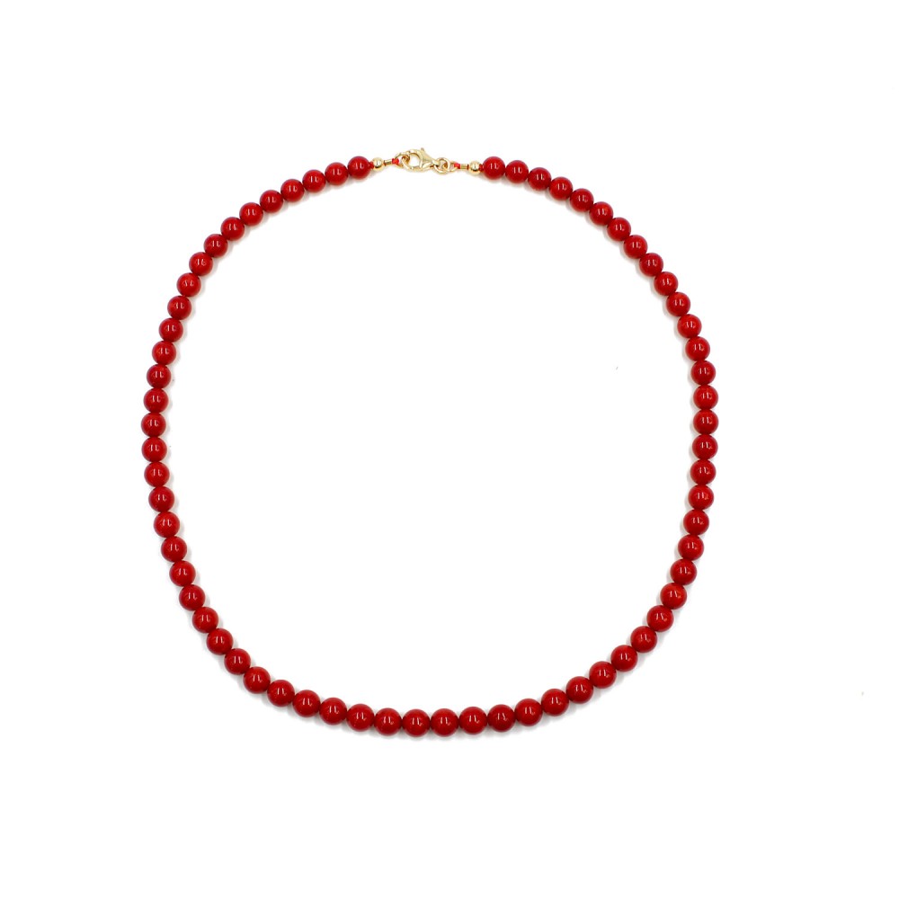 Collier En Perles De Corail Rouge COCORF006O