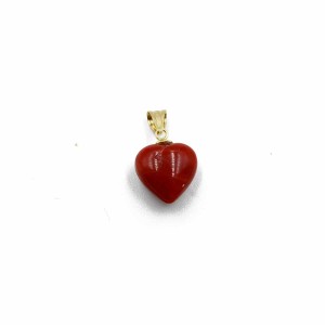 Pendentif coeur en corail rouge et or PDCORF005O