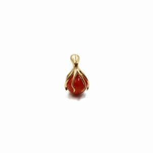 Poulpe en or et sa perle de corail rouge véritable PDCORF006O