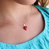 Coeur en corail rouge serti d'or PDCORENF008O