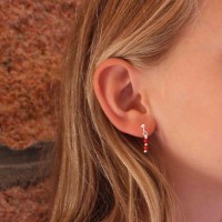 Boucles d'oreilles perles en corail rouge BOCORENF008A