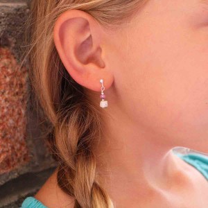 Boucles d'oreilles nacre blanche et pierre BONACENF002A