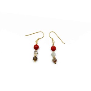 Boucles d'oreilles Perle de corail rouge et agate BOCORF0019V