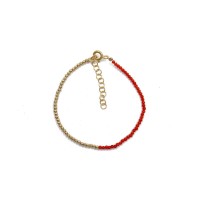 Bracelet en perle fine de corail rouge et vermeil BRCORF0033V