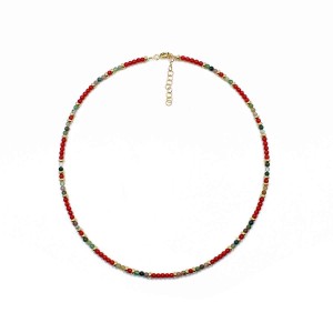 Collier perle de corail rouge et pierre COCORF0033V
