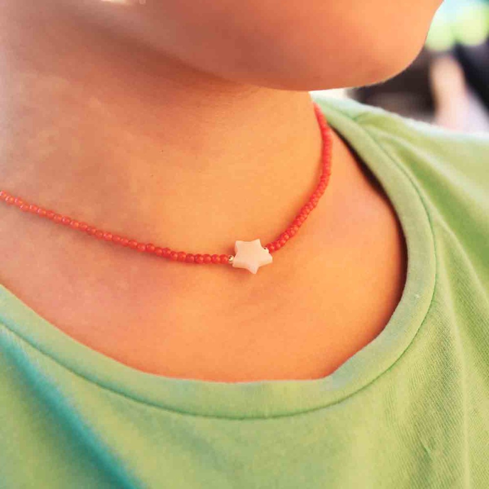 Collier En Perles De Corail - Occasion - Bijou Naturel Et élégant