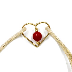 Bracelet cœur et perle de corail BRCORFT0017V