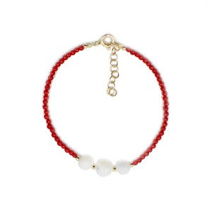 Bracelet en perle de corail rouge et nacre BRCORF0040V