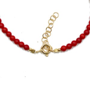 Bracelet en perle de corail rouge et oeil de tigre BRCORF0051V