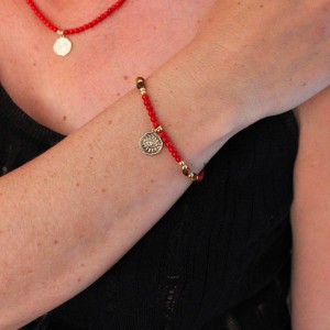 Bracelet en perle de corail rouge et oeil de tigre BRCORF0051V