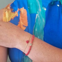 Bracelet en perles Heishi de corail rouge BRCORF0056V