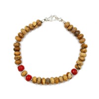 Bracelet rondelle corail rouge et agate BRCORH0019A