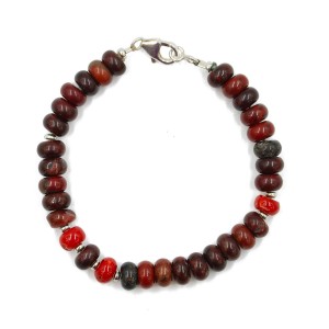 Bracelet en rondelle de perle et corail rouge BRCORH0020A