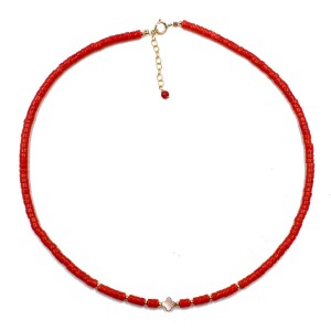 Collier en perles Heishi de corail rouge COCORF0057V