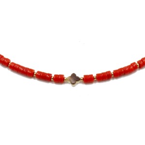 Collier en perles Heishi de corail rouge COCORF0057V