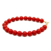 Bracelet exceptionnel en perle de corail rouge véritable BRCORF001O