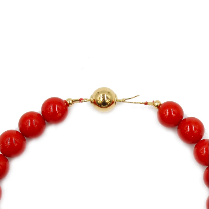 Bracelet Vintage Perles De Corail Véritable - Rose Rouge - Occasion Bon État