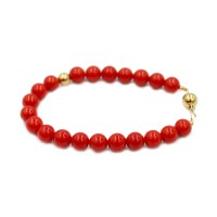 Bracelet en grosse perle de corail rouge corse et or BRCORF002O