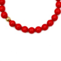 Bracelet en grosse perle de corail rouge corse et or BRCORF002O
