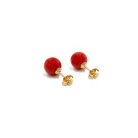 Boucles d'oreilles perle corail rouge BOCORF004O