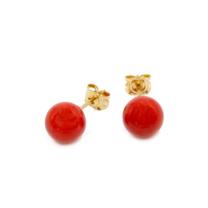 Boucles d'oreilles perle corail rouge BOCORF004O