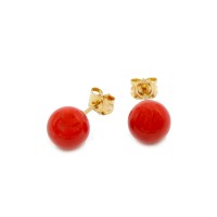 Boucles d'oreilles perle corail rouge BOCORF004O