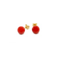 Boucles d'oreilles perle corail rouge BOCORF004O