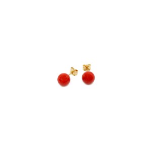 Puce d'oreilles en perle de corail rouge BOCORF005O