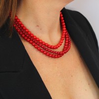 Collier en perle de corail rouge dégradé COCORF003O