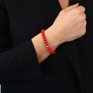 Bracelet en perles de corail rouge et or BRCORF002O