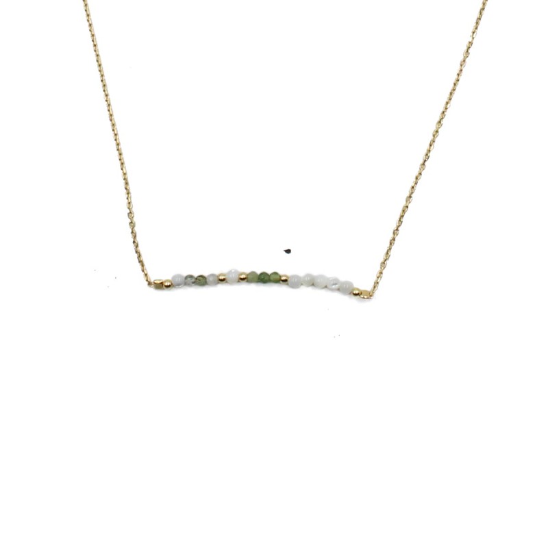 Collier perle de nacre blanche et agate CONACF0011V