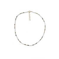 Collier perle de nacre blanche et agate CONACF0010V