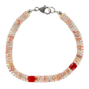 Bracelet en rondelle et tube de corail rouge BRCORH0023A