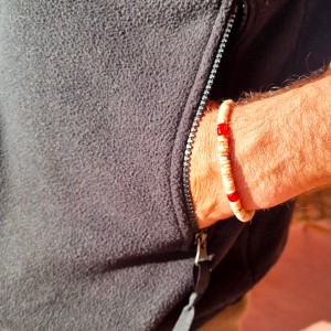 Bracelet en rondelle et tube de corail rouge BRCORH0023A