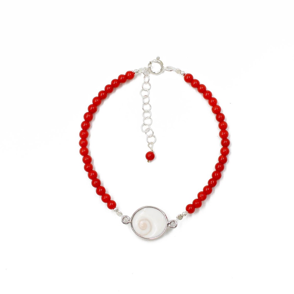 Bracelet en corail et œil de Ste Lucie BRCORF0028A