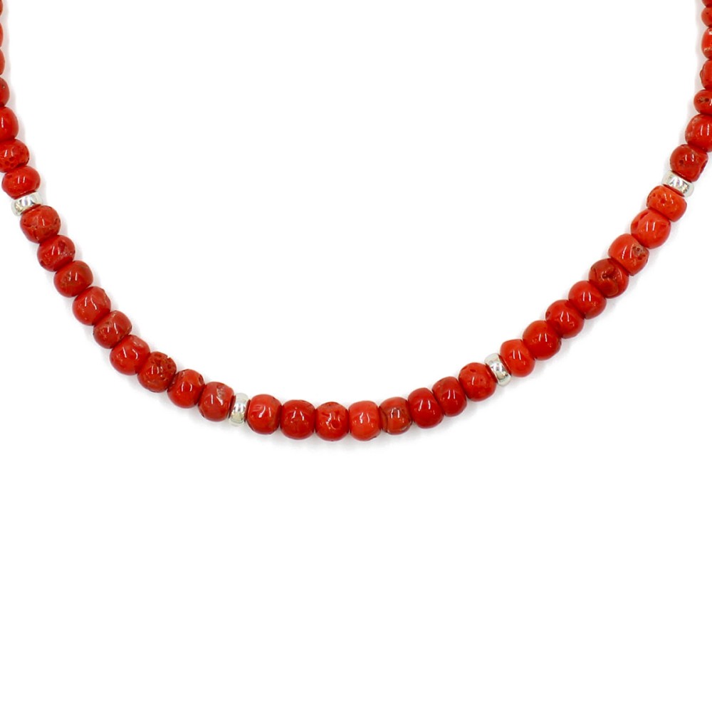 Collier en rondelle de corail rouge de Corse COCORF0084A