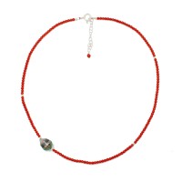 Collier en corail et perle de culture COCORF0081A