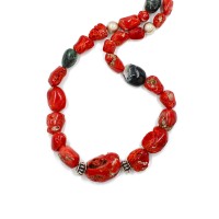 Collier en corail baroque et rubis zoisite COCORF0082A