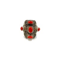 Bague en argent et corail rouge BACORF0014A