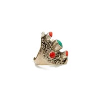 Bague en argent corail et turquoise BACORF0016A