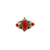 Bague ethnique et ses cabochons de corail rouge BACORF0017A