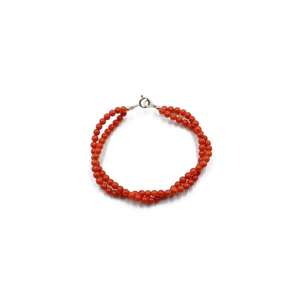 Bracelet en perles de corail rouge pour femme  BRCORF005A