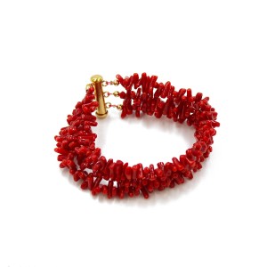 Bracelet  trois tours en corail brut BRCORF0073V