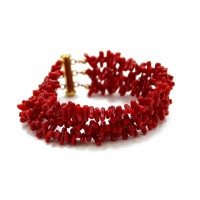 Bracelet  trois tours en corail brut BRCORF0073V