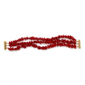 Bracelet  trois tours en corail brut BRCORF0073V