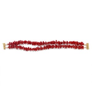 Bracelet deux fils en corail brut BRCORF0074V