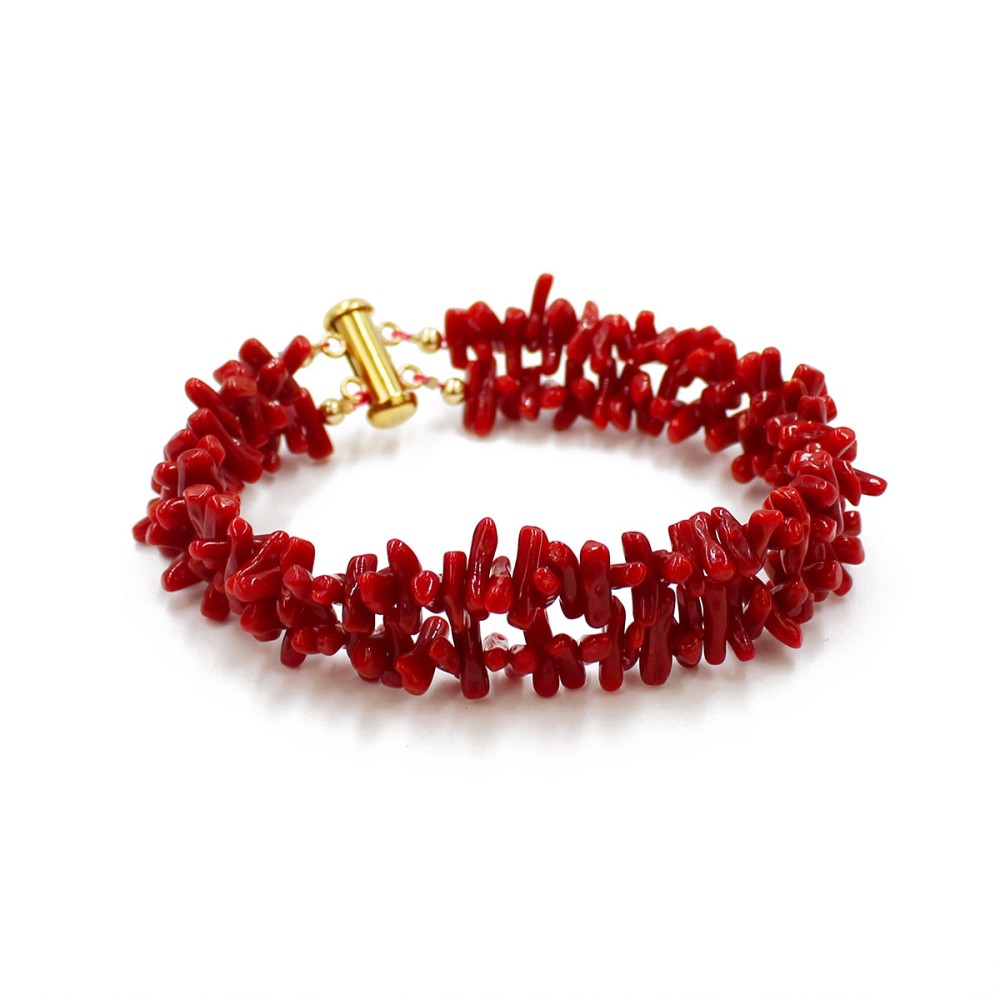 Bracelet deux fils en corail brut BRCORF0074V