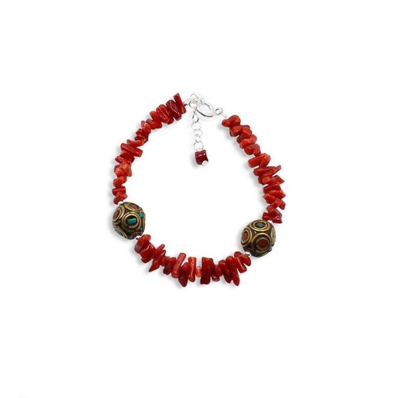 Bracelet en corail rouge pour femme  BRCORF008A