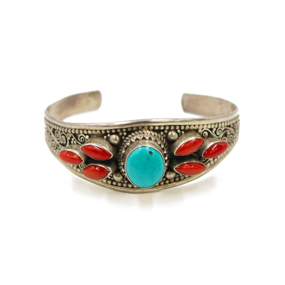 Bracelet en corail et turquoise BRCORF0077A