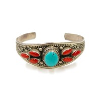 Bracelet en corail et turquoise BRCORF0077A